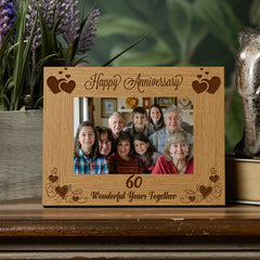 ukgiftstoreonline Happy 60th Anniversary Wooden Photo Frame Gift Anniversary Photo Frame ukgiftstoreonline