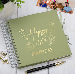 40th Birthday Memory Scrapbook Album With Present Design Various Colours Available