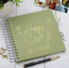 70th Birthday Memory Scrapbook Album With Present Design Various Colours Available