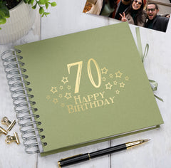 70th Birthday Memory Scrapbook Album With Star Design Various Colours Available