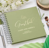 Personalised Custom Foil Wedding Guestbook With Delicate Leaves and Multiple Colours