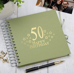 50th Birthday Memory Scrapbook Album With Star Design Various Colours Available