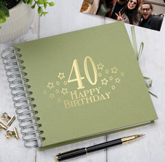 40th Birthday Memory Scrapbook Album With Star Design Various Colours Available