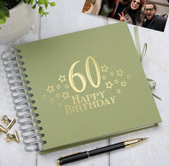 60th Birthday Memory Scrapbook Album With Star Design Various Colours Available