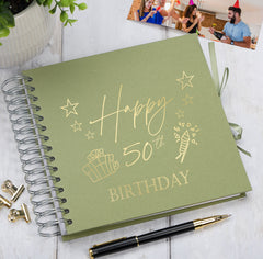 50th Birthday Memory Scrapbook Album With Present Design Various Colours Available
