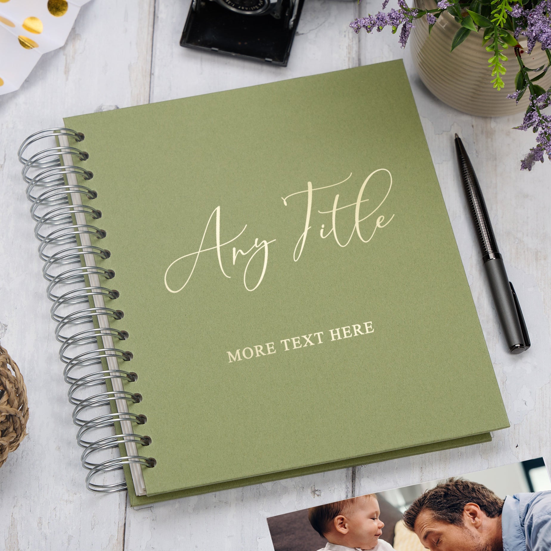 Personalised Large Photo Album With Any Title and Sentiment Multiple Colours Photo Album ukgiftstoreonline Olive 4x6 Inch Album