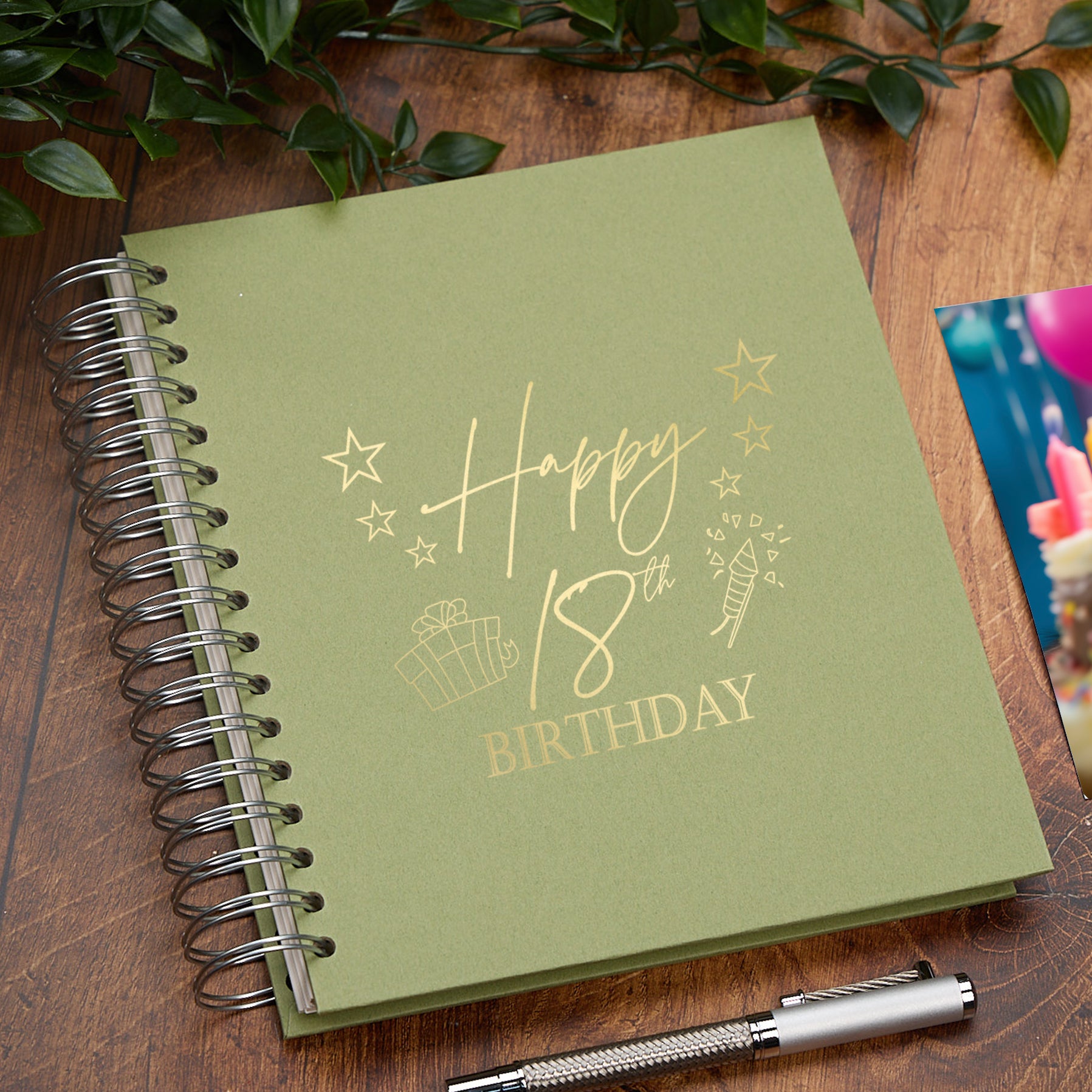 Large 18th Birthday Photo Album Memory Keepsake Gift With Presents Multiple Colours Photo Album ukgiftstoreonline Olive 4x6 Inch Album