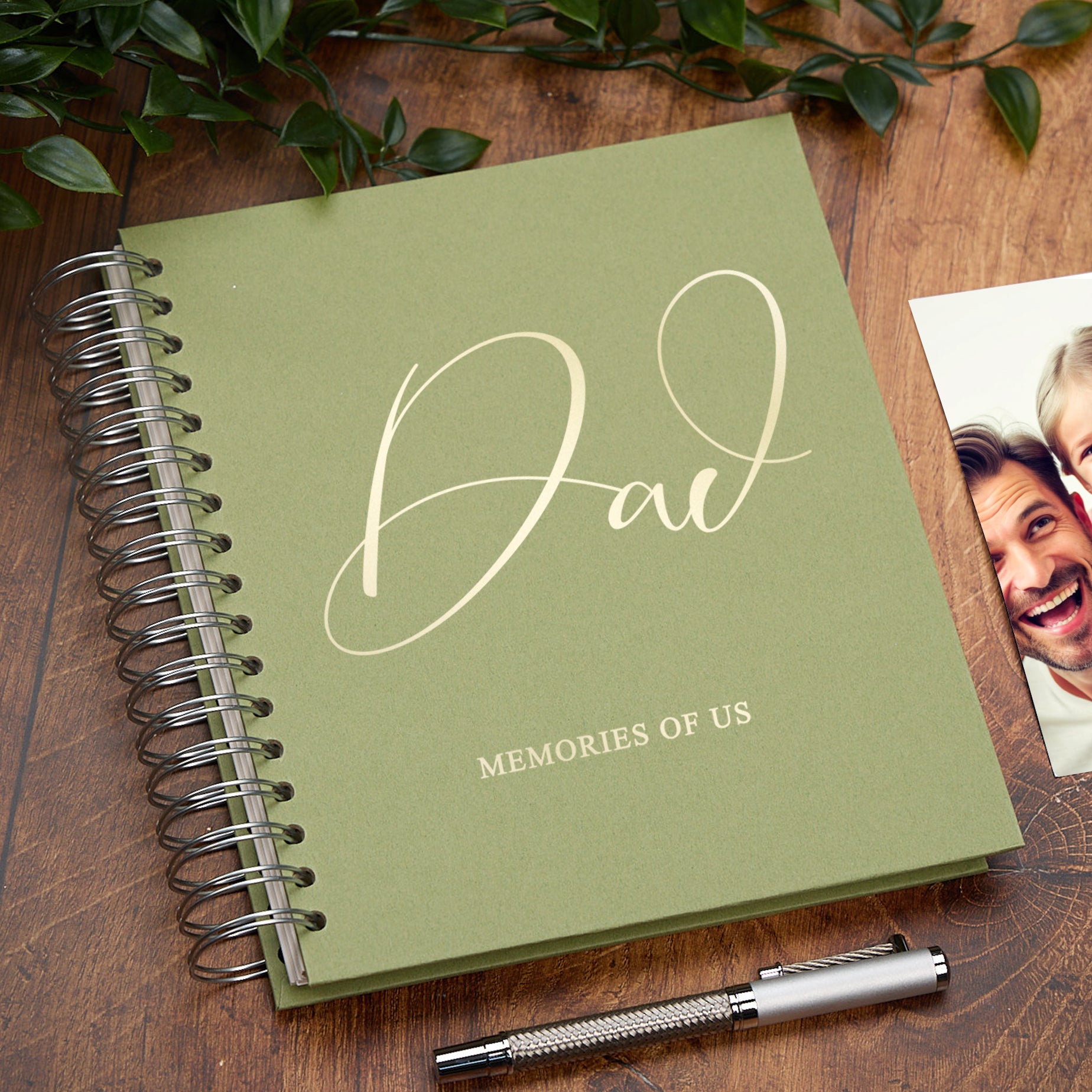 Personalised Large Dad Photo Album With Sentiment Multiple Colours Photo Album ukgiftstoreonline Olive 4x6 Inch Album