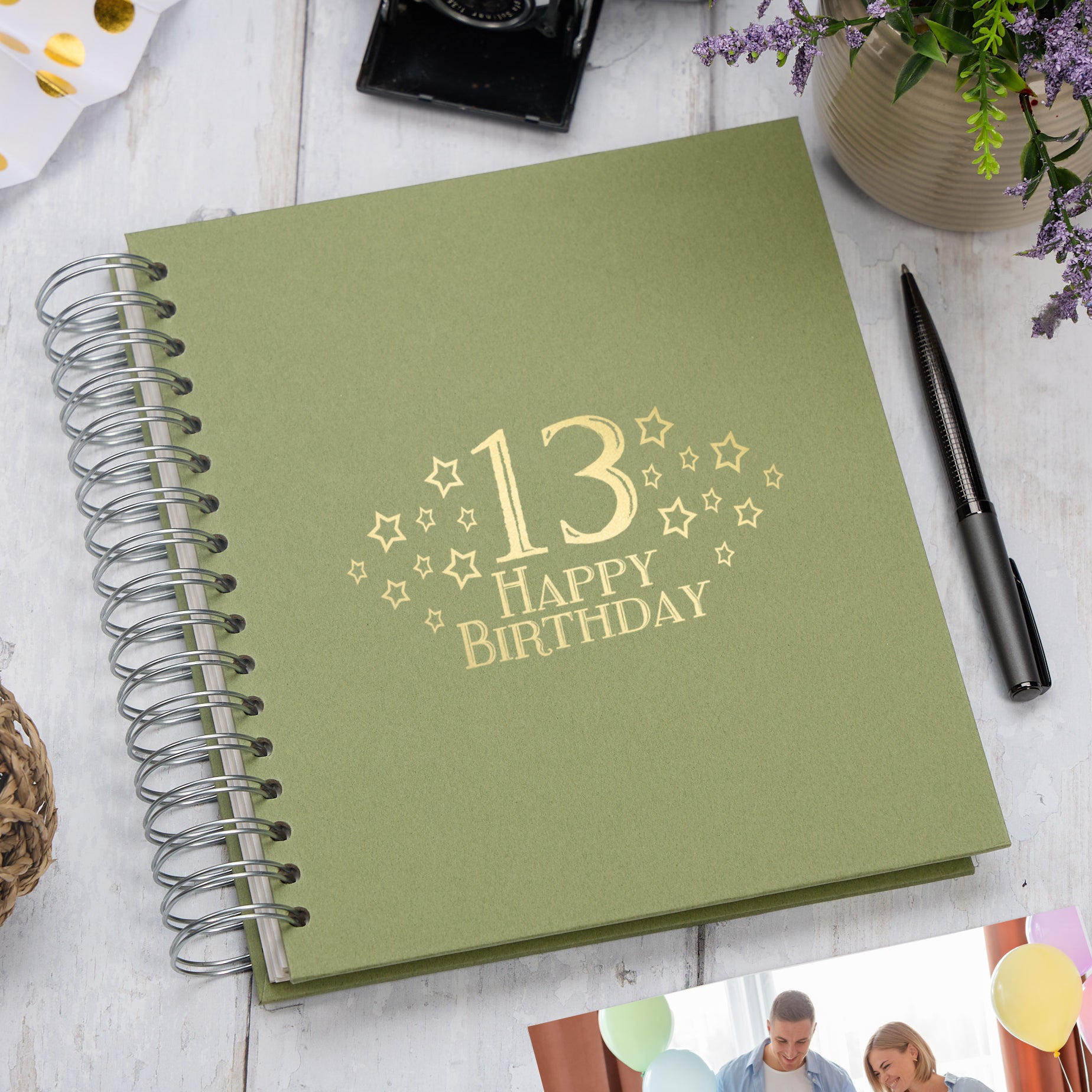 Large 13th Birthday Photo Album Memory Keepsake Gift With Stars Multiple Colours Photo Album ukgiftstoreonline Olive 4x6 Inch Album