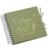 Wholesale Trade Pack of 10 - 21st Birthday Scrapbooks With Present Design Birthday Photo Album ukgiftstoreonline Olive Green
