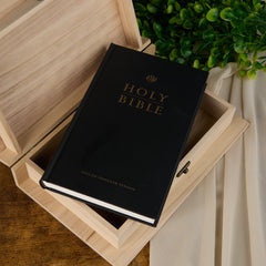 Personalised Baptism Wooden Keepsake Memory Book Blue Cross