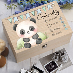 Personalised Wooden Baby Memory Keepsake Box With Cute Animals