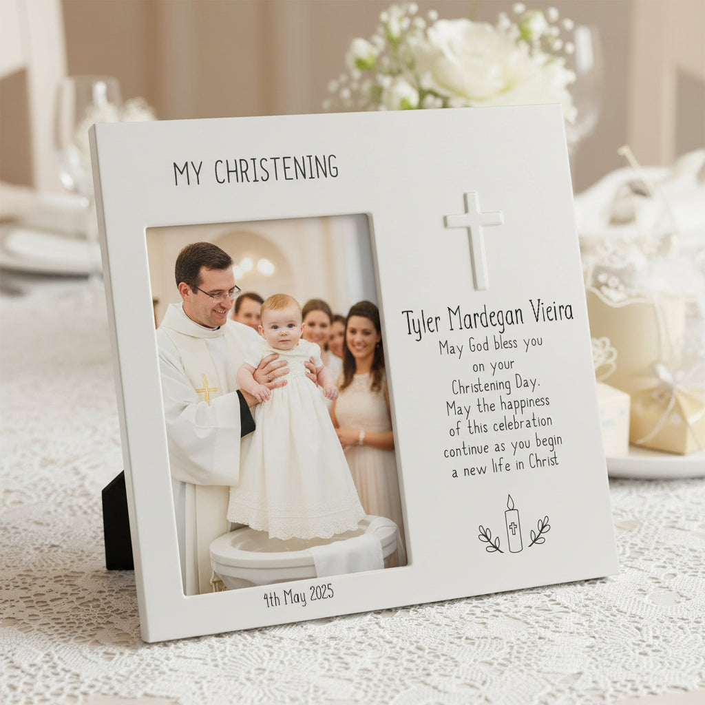 Personalised Christening Photo Frame Gift With Name and Date Photo Frame ukgiftstoreonline