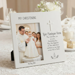 Personalised Christening Photo Frame Gift With Name and Date Photo Frame ukgiftstoreonline