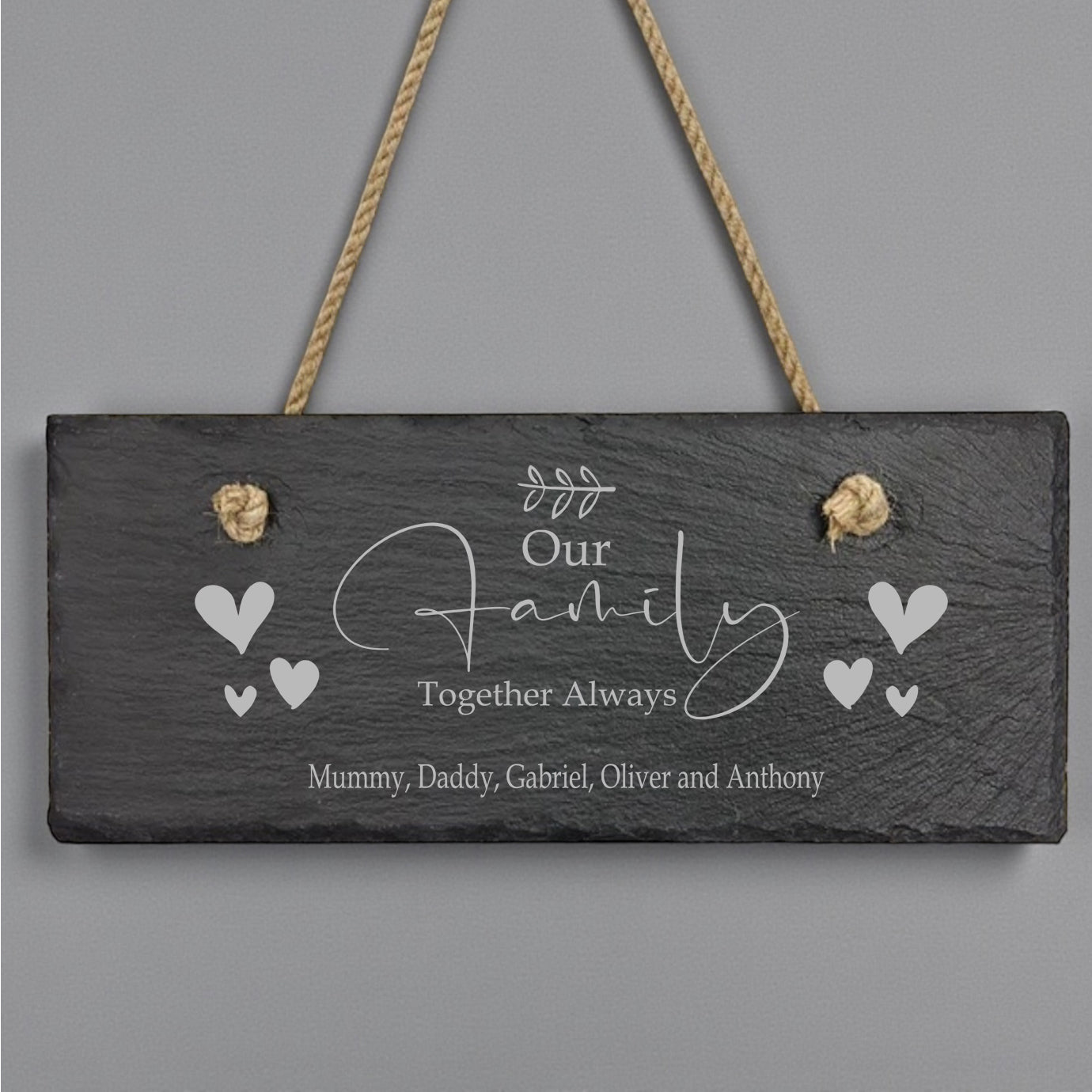 Personalised Our Family Hanging Slate Sign Personalised Gifts ukgiftstoreonline