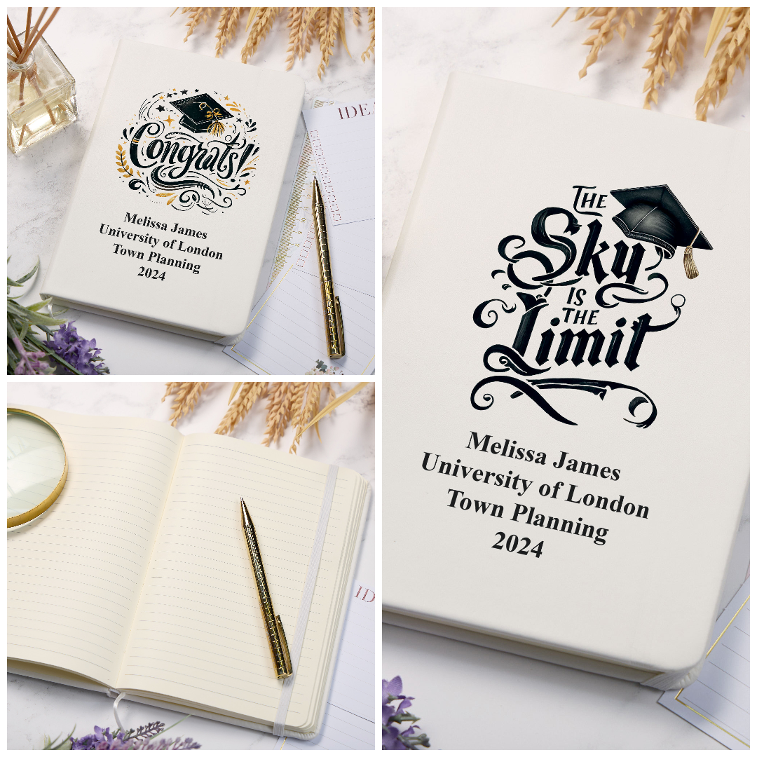 Personalised Graduation Gift Leatherette Notebook Various Designs Personalised Notebook ukgiftstoreonline
