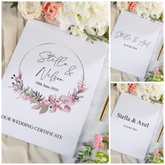 Wedding Certificate Holder Personalised Linen Cover With Photo Space