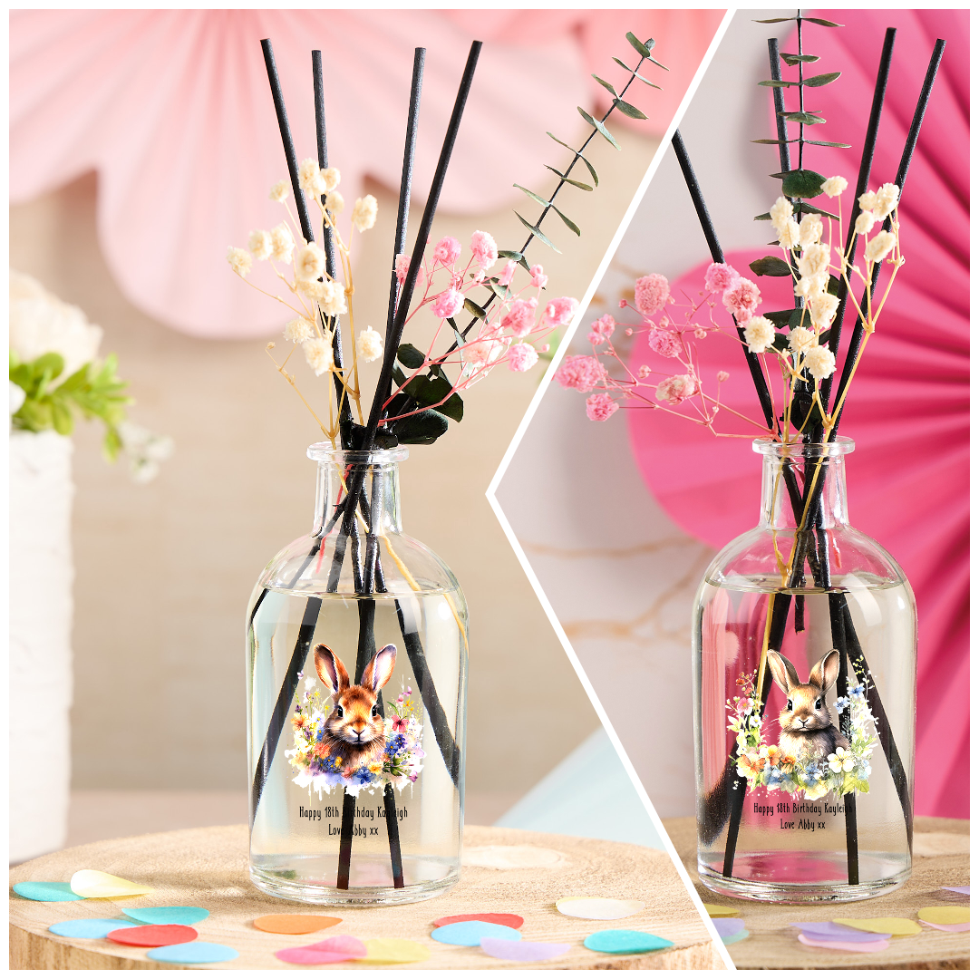 Personalised Bunny Reed Diffuser Gift For Her Any Occasion or Sentiment Personalised Reed Diifuser ukgiftstoreonline