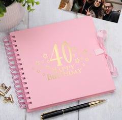 40th Birthday Memory Scrapbook Album With Star Design Various Colours Available