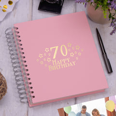Large 70th Birthday Photo Album Memory Keepsake Gift With Stars Multiple Colours Photo Album ukgiftstoreonline Pink 4x6 Inch Album
