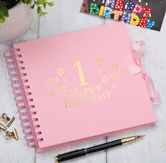 1st Birthday Memory Scrapbook Album With Star Design Various Colours Available