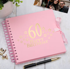 60th Birthday Memory Scrapbook Album With Star Design Various Colours Available