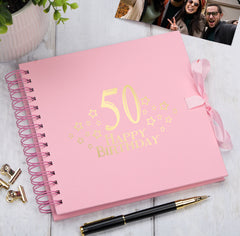 50th Birthday Memory Scrapbook Album With Star Design Various Colours Available