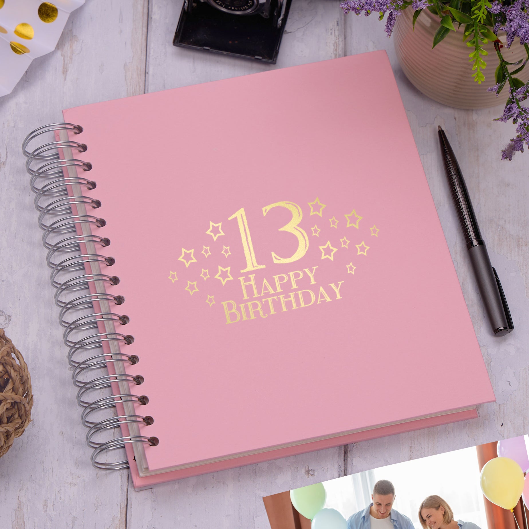 Large 13th Birthday Photo Album Memory Keepsake Gift With Stars Multiple Colours Photo Album ukgiftstoreonline Pink 4x6 Inch Album
