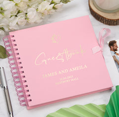 Personalised Custom Foil Wedding Guestbook With Delicate Heart and Multiple Colours