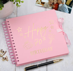 70th Birthday Memory Scrapbook Album With Present Design Various Colours Available