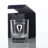 Personalised Wedding Whiskey Glass Gift With Tuxedo