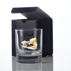 Personalised Dad Whiskey Glass Gift Boxed With Vintage Car