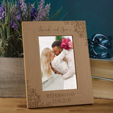 Personalised Wooden Engraved Photo Frames Wedding Any Message Multiple Sizes With Orchid Flowers