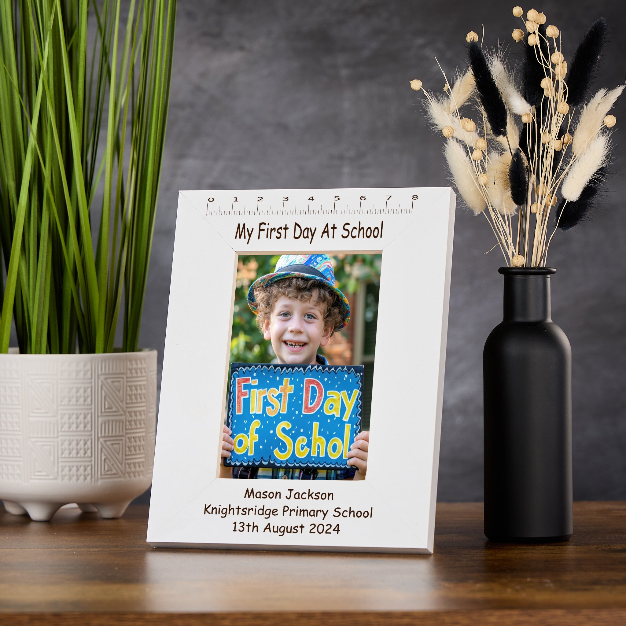 Personalised First Day At School White Photo Frame Engraved Photo Frame ukgiftstoreonline Portrait