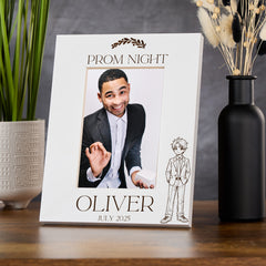 Personalised White Wooden Engraved Photo Frames Prom Night Boy