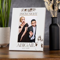Personalised White Wooden Engraved Photo Frames Prom Night Girl