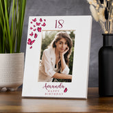Personalised Any age Birthday White Photo Frame Gift With Butterflies 16th, 18th, 21st, 30th, 40th, 50th, 60th, 70th, 80th Photo Frame ukgiftstoreonline Portrait