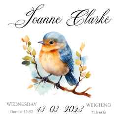 Personalised Baby Photo Album Gift With Woodland Robin