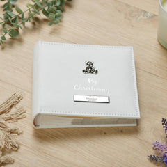Personalised Suede Christening Photo Picture Album With 3D Teddy Emblem