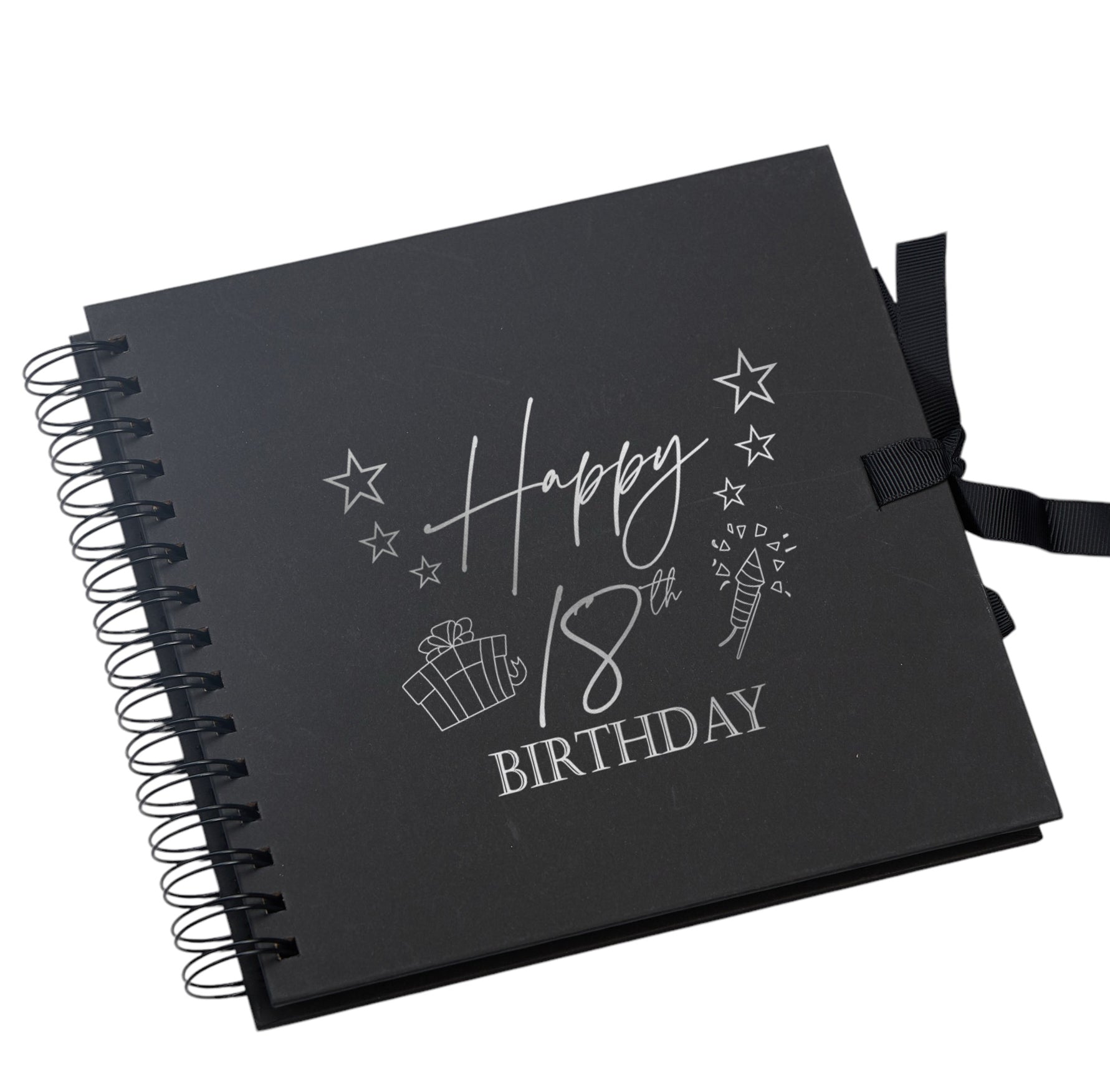 18th Birthday Present Black Scrapbook, Guest Book, Photo Album Silver Script Birthday Photo Album ukgiftstoreonline