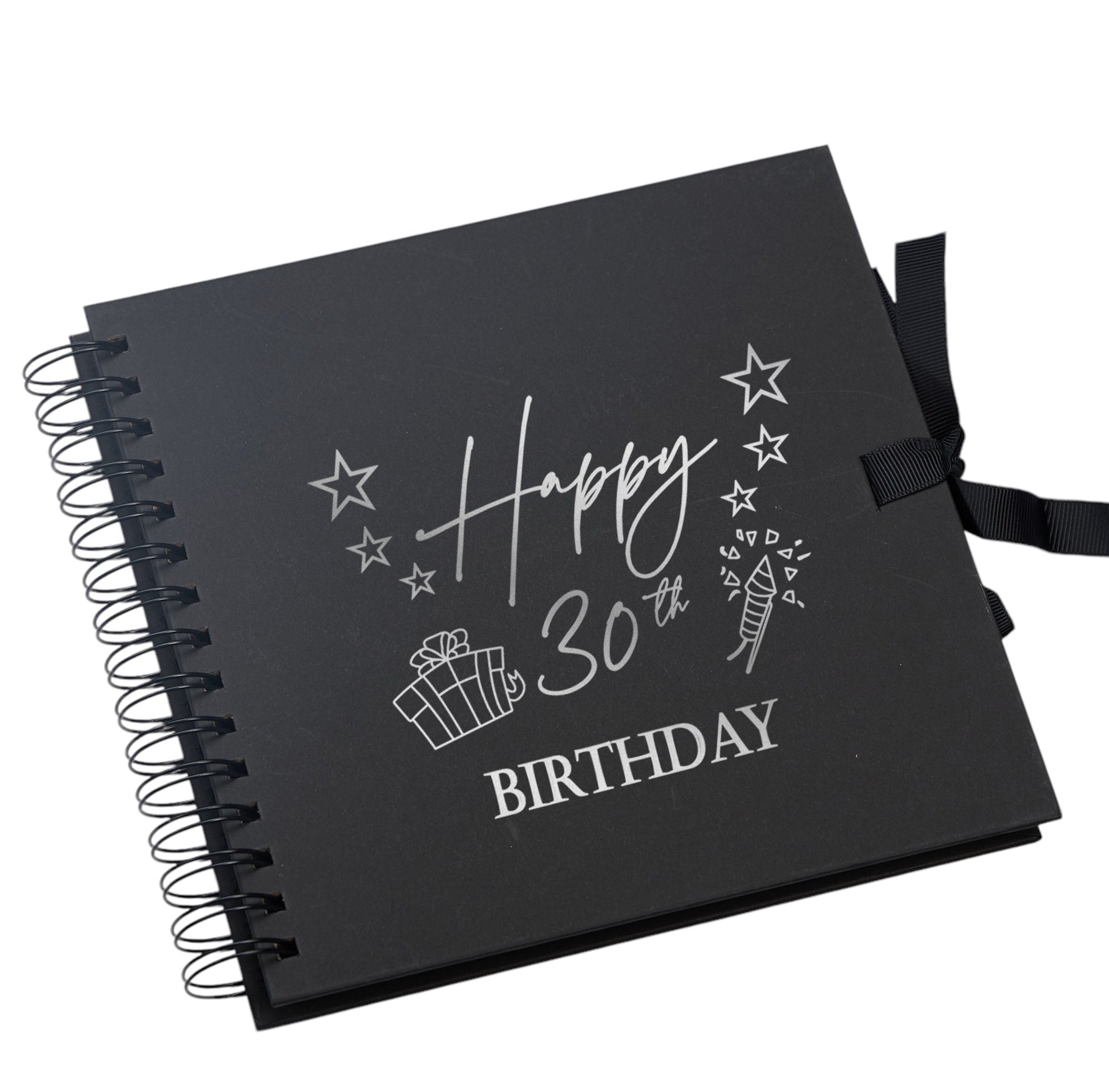 30th Birthday Present Black Scrapbook, Guest Book, Photo Album Silver Script Birthday Photo Album ukgiftstoreonline