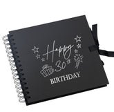 30th Birthday Present Black Scrapbook, Guest Book, Photo Album Silver Script