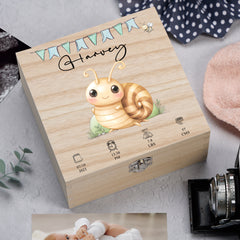 Personalised Wooden Baby Memory Keepsake Box With Cute Animals