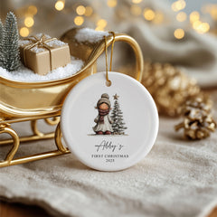 Personalised Baby's First Christmas Ornament With Elves