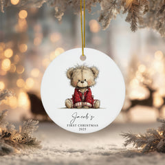 Personalised Baby's First Christmas Ornament With Teddies
