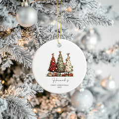 Personalised Baby's First Christmas Ornament With colourful Trees