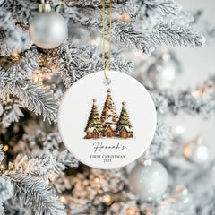Personalised Baby's First Christmas Ornament With colourful Trees