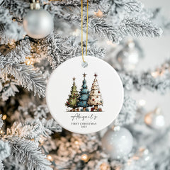 Personalised Baby's First Christmas Ornament With colourful Trees
