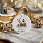Personalised Baby's First Christmas Ornament With Santa and Reindeer Design