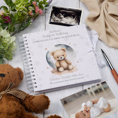 Personalised Pregnancy Journal and First Year Record Book Teddy Themed